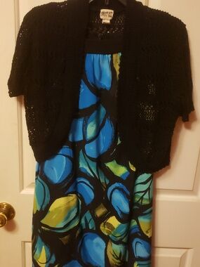 Summer Sheath multi color dress / WITH SHRUG!